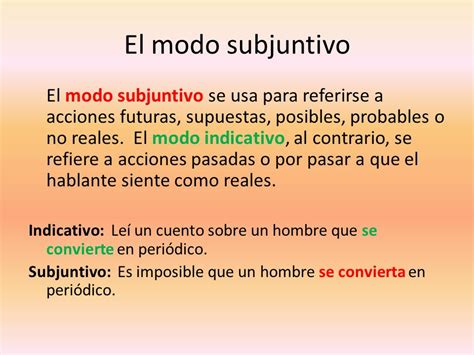 mi mundo en el espanol el modo subjuntivo