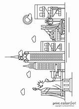 York City Skyline Coloring Pages Printable Color Building Empire State Liberty Statue sketch template