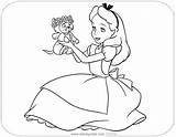 Alice Coloring Pages Disneyclips Wonderland Printable Pdf Dinah Holding sketch template