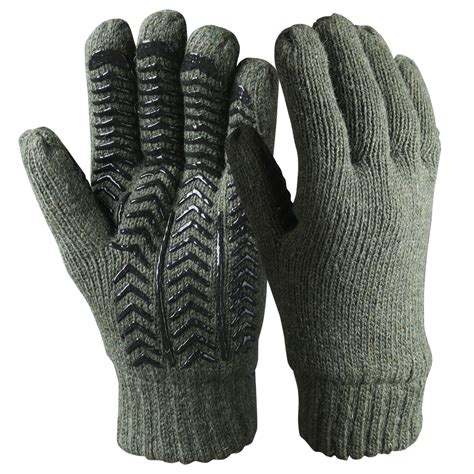 army green ragg wool insulated knitted thermal safety work gloves
