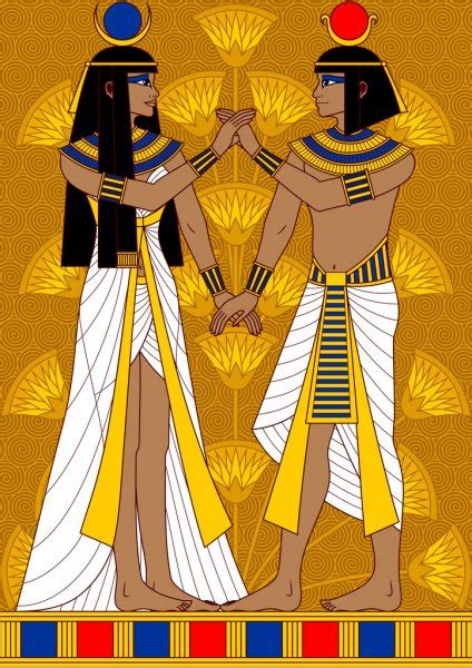 Mężczyzna I Kobieta W Stroju Egipski — Grafika Wektorowa