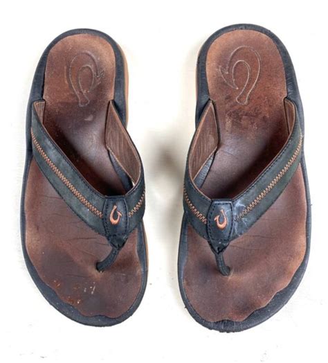 olukai ohana women 9 flip flop thong sandals eu 39 blue leather black