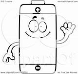 Battery Coloring Cartoon Clipart Mascot Waving Outlined Sketch Vector Cory Thoman Transparent Pages Webstockreview Royalty Getcolorings sketch template