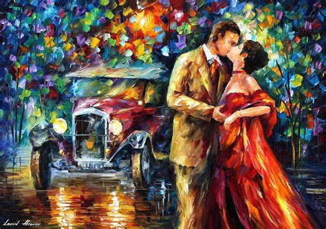 Old Kiss — Palette Knife Oil Painting On Canvas By Leonid