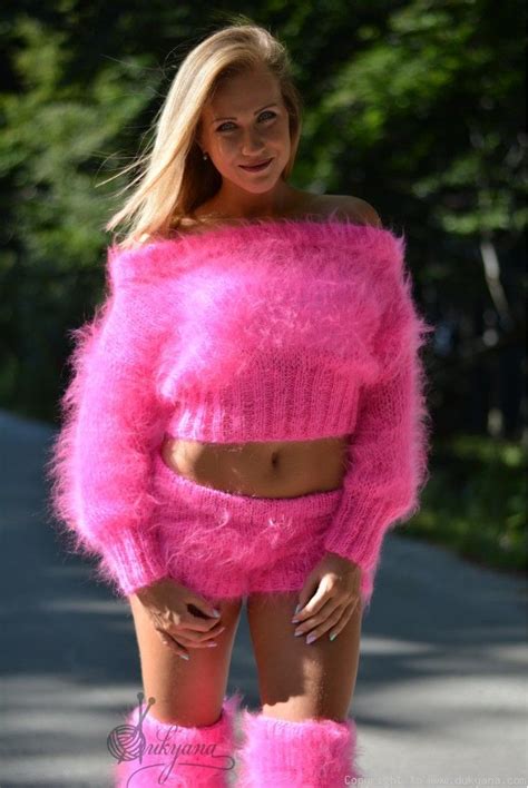 Fuzzy Mohair Set In Hot Pink S26 Beautiful Womens Sweaters Sexy