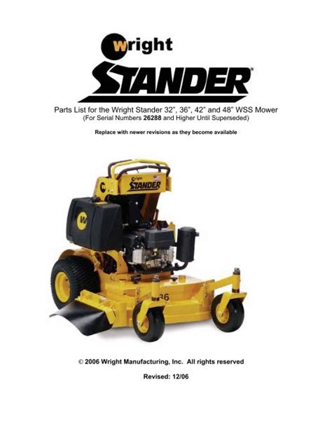 parts list   wright stander      wss mower