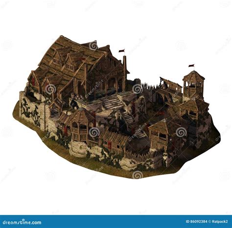small medieval castle stock photo image  wooden rock