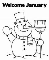 January Coloring Pages Snowman Printable Welcome Color Print Preschool Choose Board Year sketch template