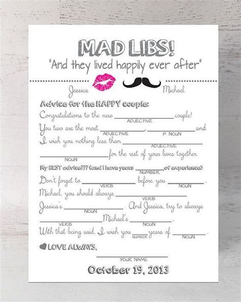 mad libs   wedding wedding mad libs bridal party games