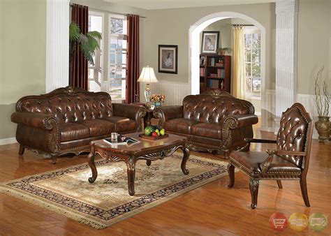 Irina Traditional Dark Wood Formal Living Room Sets With