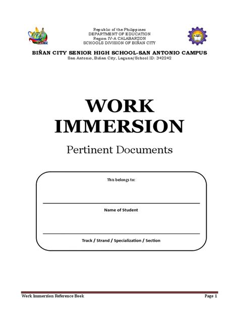 work immersion books employment