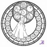Stained Glass Coloring Pages Tiana Line Disney Deviantart Adult Akili Amethyst Printable Mandala Princess Window Kingdom Hearts Color Characters Rapunzel sketch template