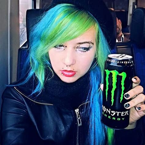 Blue Green Hair Makr Up Monster Pierced Piercings