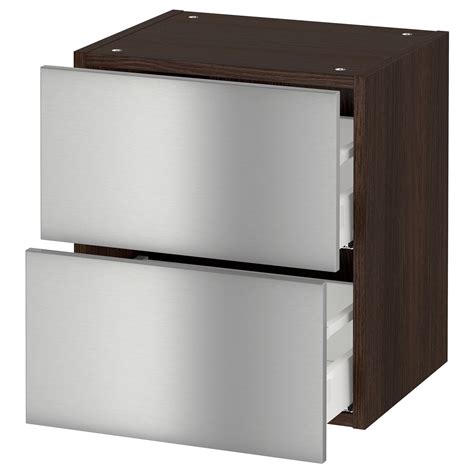 sektion wall cabinet   drawers brown maximera grevsta stainless