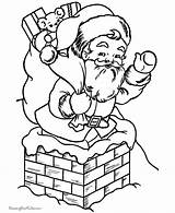 Santa Coloring Pages Christmas Claus Printable Chimney Elves Sheets House Kids Color Clause Print Clipart Chimneys His Pit Into Colouring sketch template