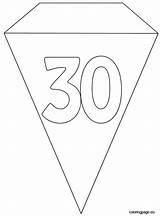 30th Flag Banner Template Party Coloring sketch template