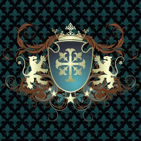 heraldic retro vector shields set