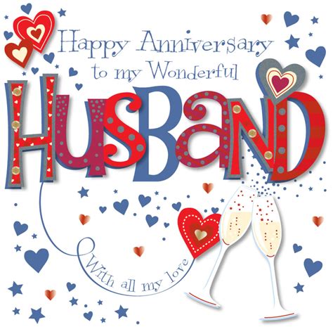 Wonderful Husband Happy Anniversary Greeting Card Cards