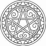 Coloring Pentacle Pages Wiccan Pentagram Mandala Colouring Embroidery Designs Pagan Adult Wicca Mandalas Paper Urban Pyrography Crafts Patterns Books Color sketch template