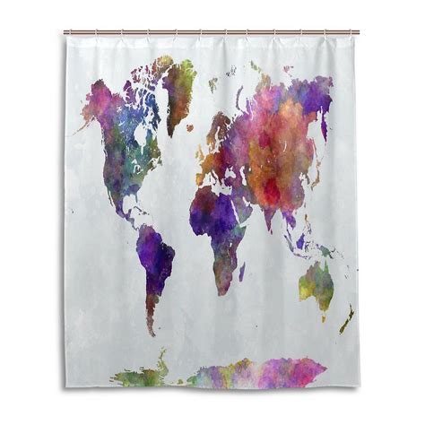 world map pattern shower curtain waterproof bathroom shower curtain