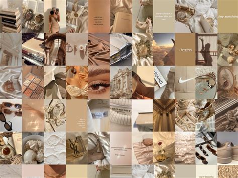 60 Beige Brown Aesthetic Photo Wall Collage Kit Boujee Etsy