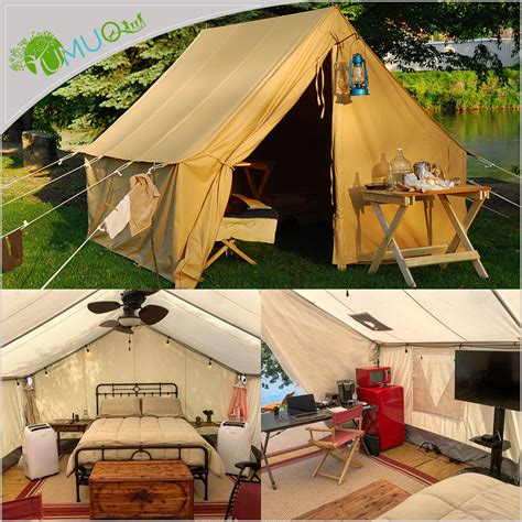 yumuq luxury waterproof glamping cotton canvas wall tent 16 x 20 for