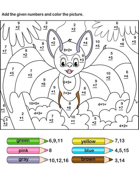 printable math coloring pages  kids  addition coloring