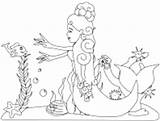 Coloring Mermaid Pages Mermaids Mako Printable Fantasy Template sketch template