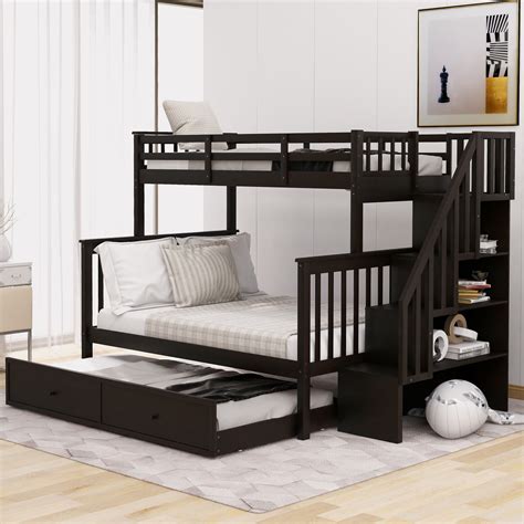 suzicca stairway twin  full bunk bed  twin size trundle