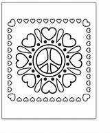 Peace Coloring Pages Sign Hearts Heart Printable Kids Flower Signs Sheets Gif Print sketch template
