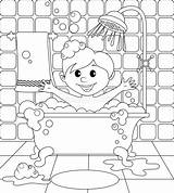 Bathroom Boy Coloring Book Vector Illustration Preview sketch template