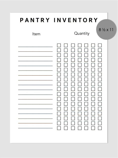 pantry inventory printable pantry inventory list pantry etsy