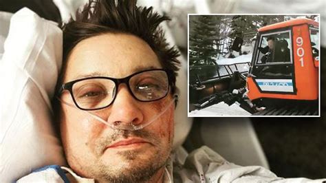 jeremy renner shares photo from hospital bed after snowplow accident