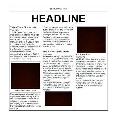 editable newspaper template template business