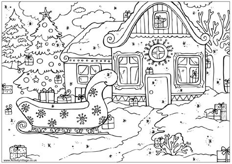 christmas coloring pages winter scene  christmas coloring pages