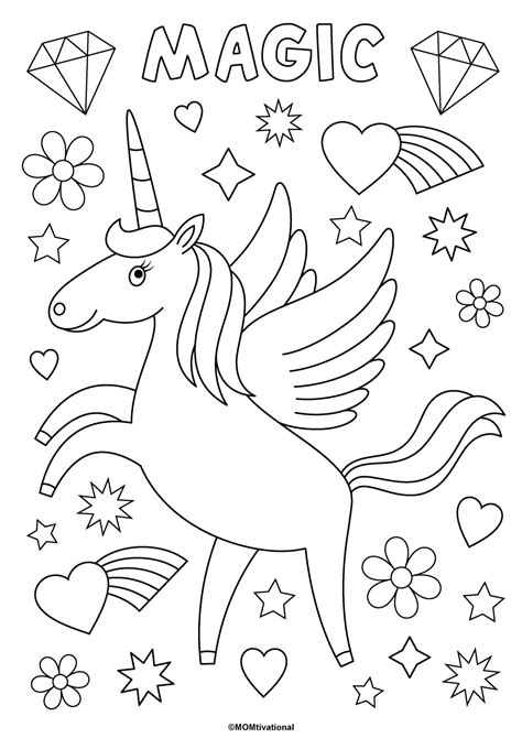 fun   unicorn coloring pages  kids momtivational