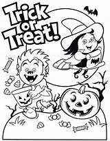 Coloring Trick Treat Pages Halloween Cute Kids Colouring Printable Treaters Werewolf Printables Witch Monster Pdf Color Treats Coroflot Print Popular sketch template
