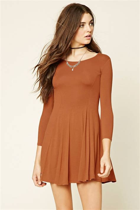 style deals a knit fit and flare dress featuring a scoop