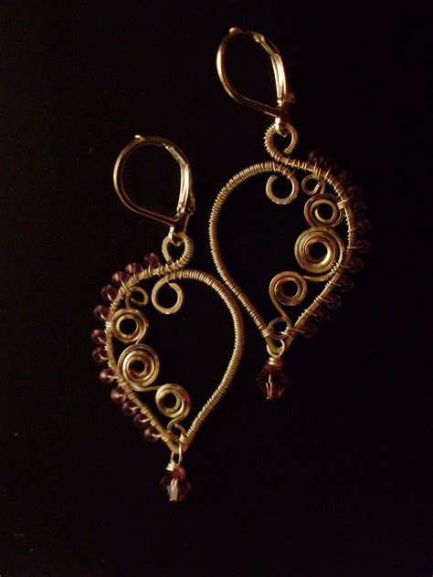 crossed wires jewelry  bead weaving  wire wrapping beaded paisley wire wrapped earrings