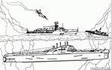 Coloring Battleship Pages Missile Carrier Underwater sketch template