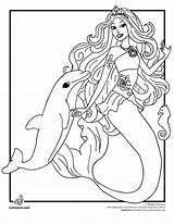 Barbie Coloring Pages Dolphin Mermaid Girls Hair sketch template