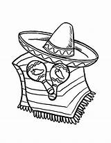 Coloring Mayo Mexican Pages Cinco Fiesta Hat Sombrero Printable Taco Drawing Print Kids Coloring4free Color Simple Dance Drawings Preschool Food sketch template