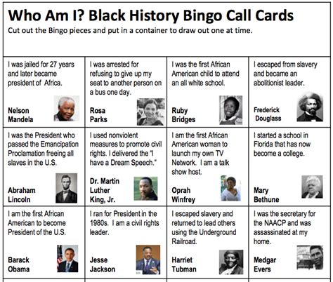 black history month bingo moms  charge