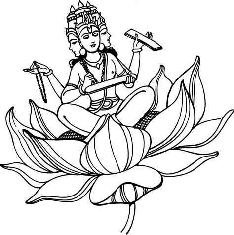 hindu god sitting  top   lotus flower   arrow   hand
