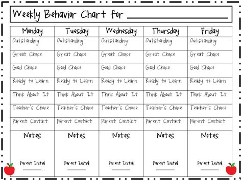 printable weekly behavior charts shop fresh