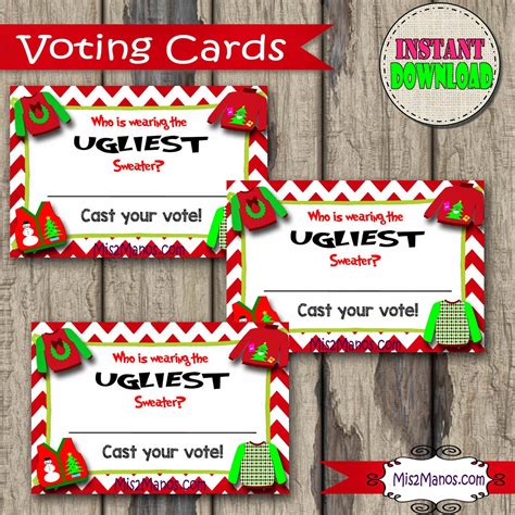 mis  manos    hands ugly christmas sweater vote cards set