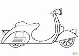 Coloring Vespa Scooter Piaggio Pages Motorcycle Printable Print Drawing sketch template