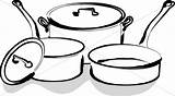 Pots Pans Clipart Utensils Kitchen Pan Cookware Clip Drawing Cook Ware Cliparts Cooking Cafeteria Food Big Vector Clipground Library Graphics sketch template