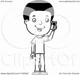 Boy Phone Teenage Clipart Cartoon Adolescent Talking Cell Cory Thoman Outlined Coloring Vector 2021 sketch template
