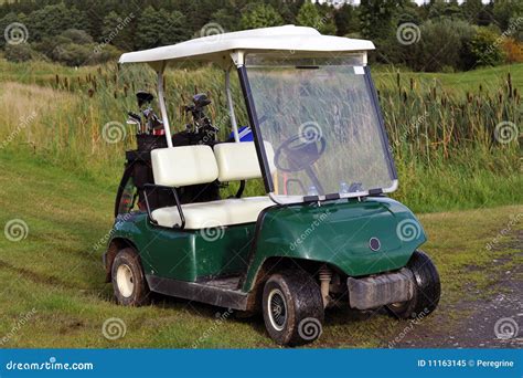golf cart stock image image  cart baggolf golf view